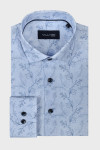 Niebieska koszula męska w drobne kwiaty, kontury | Villaro