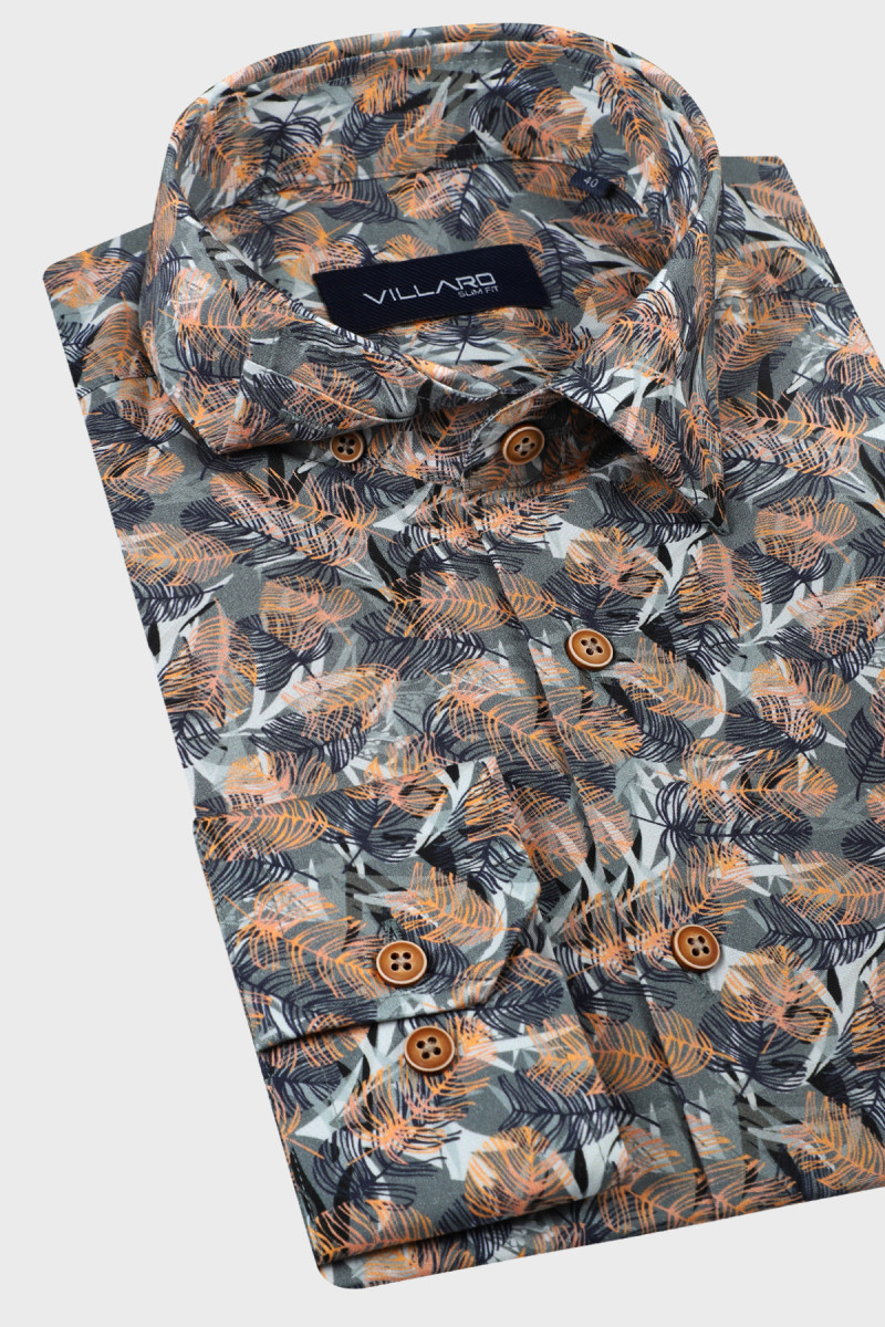 Ciemna koszula męska w kwiaty | Villaro