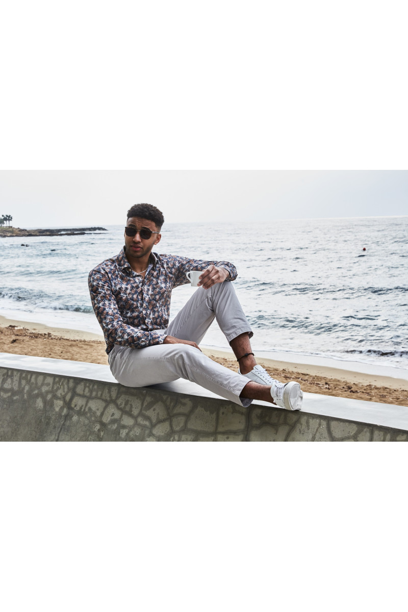 Ciemna koszula męska w kwiaty | Villaro