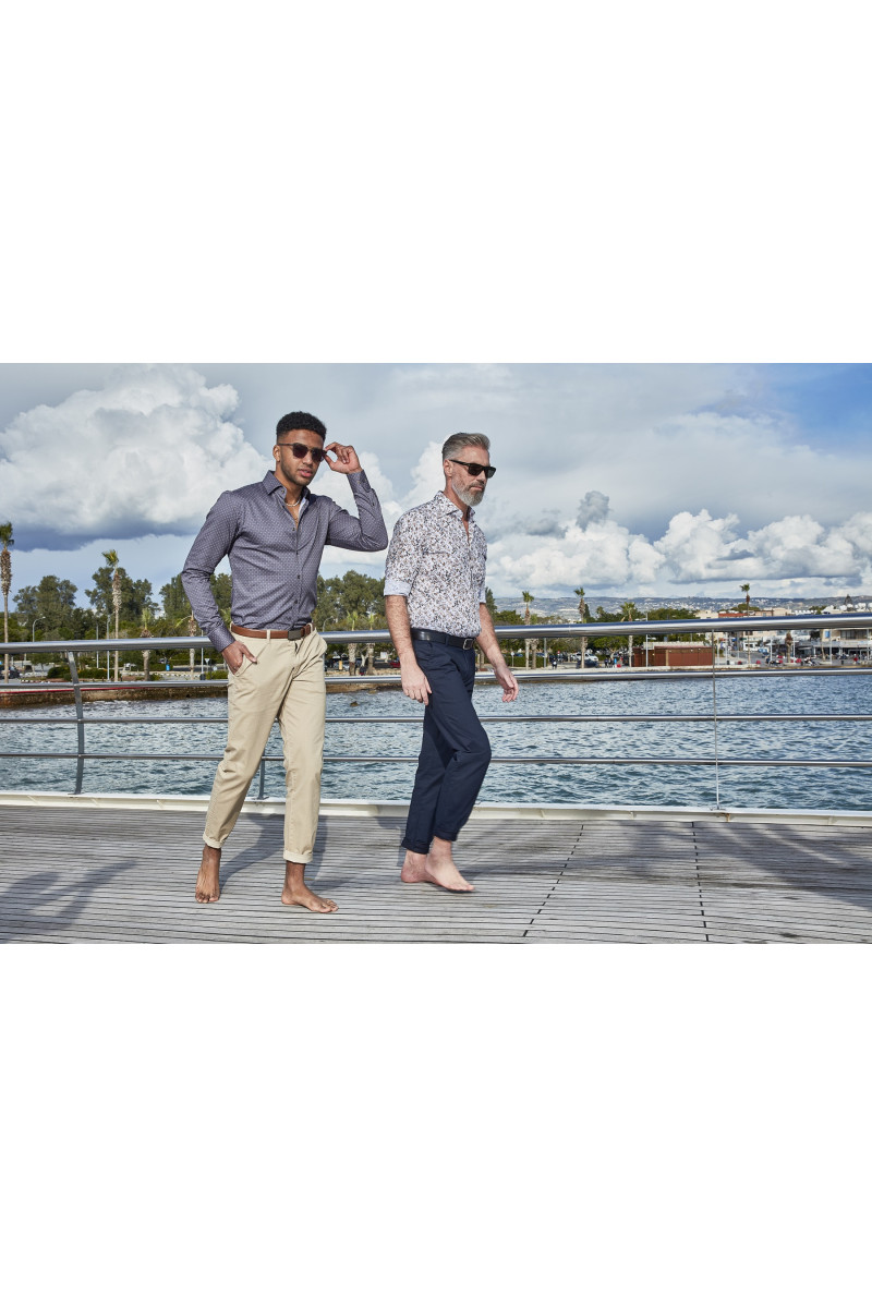 Granatowa koszula męska wzór geometryczny | Villaro