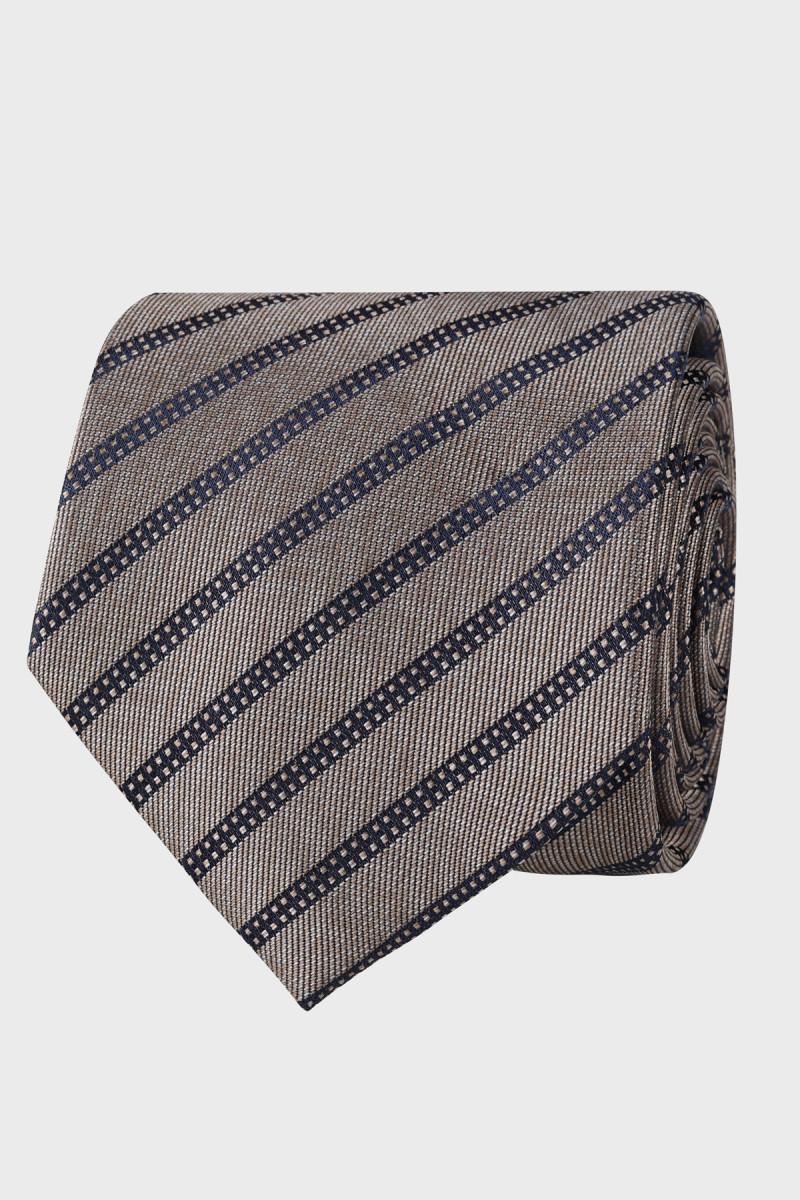 Beżowy Krawat Męski Wzór
