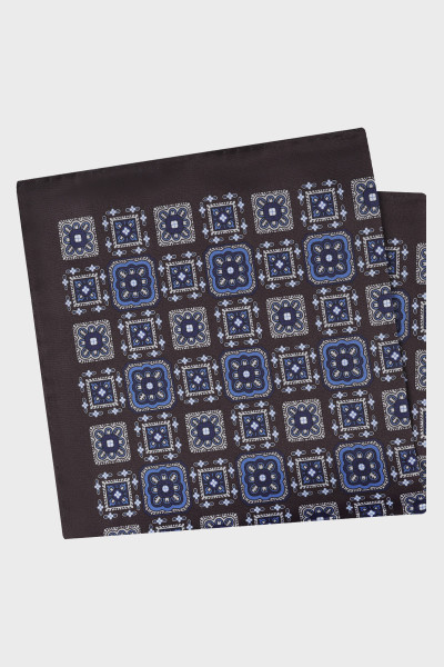 Brązowa Poszetka Męska Wzór