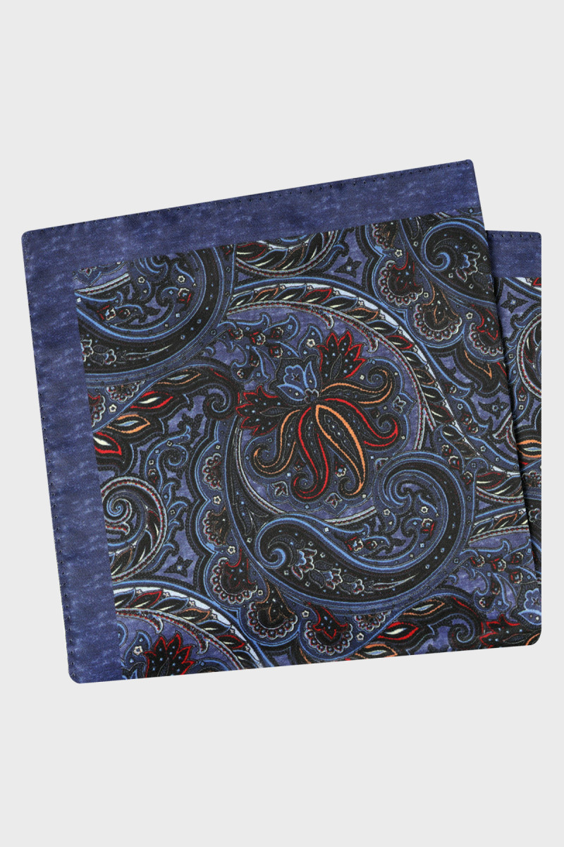 Granatowa Poszetka Męska Wzór Paisley