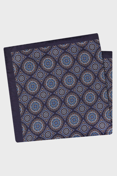 Granatowa Poszetka Męska Wzór