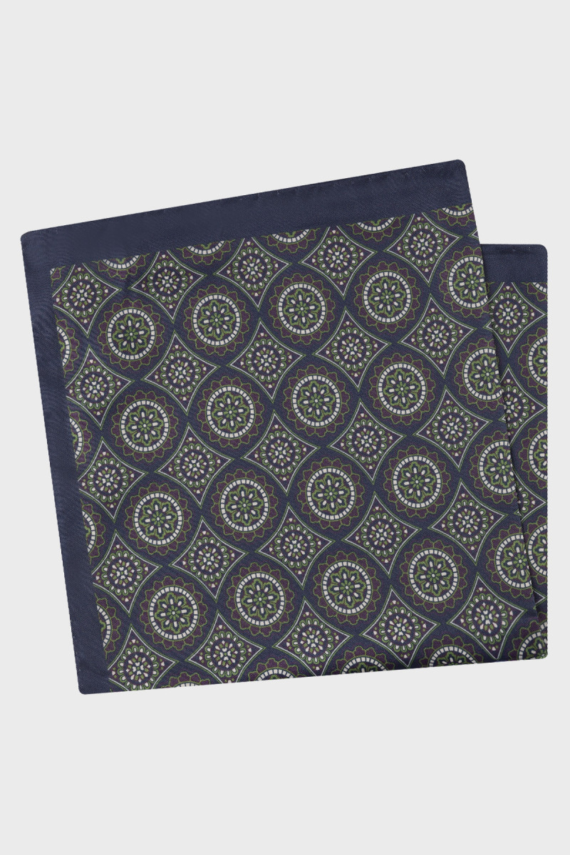 Granatowa Poszetka Męska Wzór
