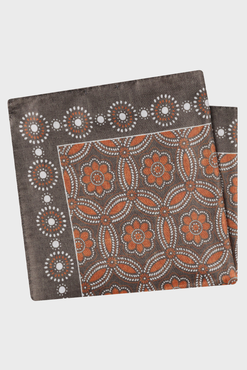 Brązowa poszetka męska z mikrowzorem | Villaro