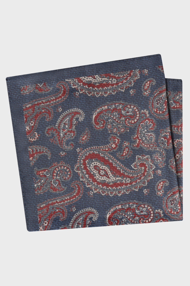 Granatowa Poszetka Męska Wzór Paisley
