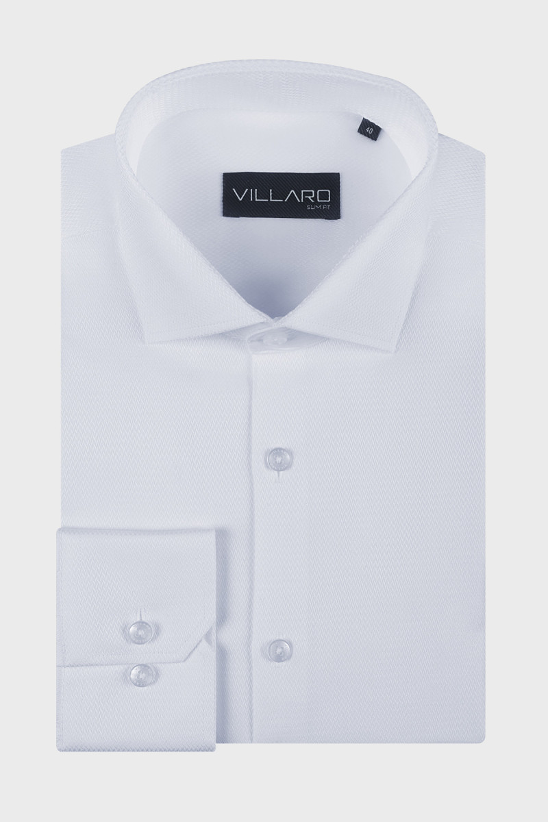 Biała koszula męska struktura | Villaro