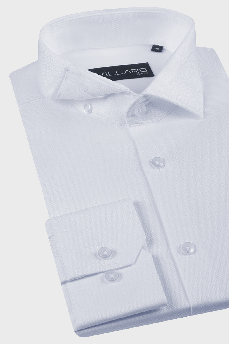 Biała koszula męska struktura | Villaro