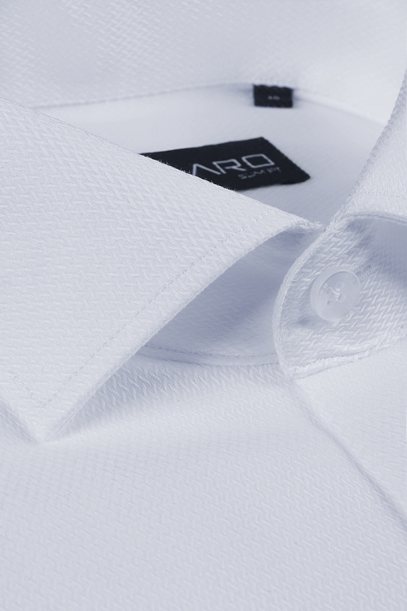 Biała koszula męska struktura | Villaro