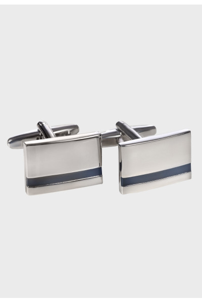 Srebrne spinki do mankietów prostokątne z paskiem | Villaro
