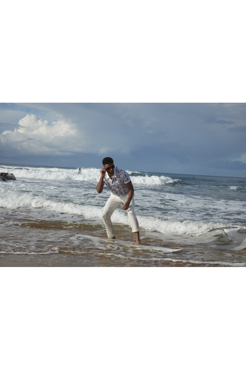 Koszulka męska polo wzór roślinny | Villaro