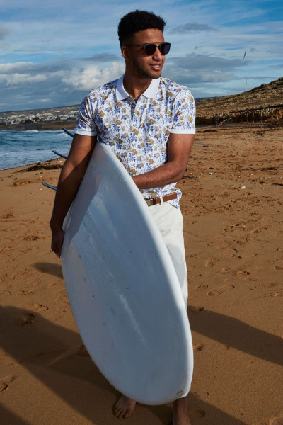 Koszulka Męska Polo Wzór Roślinny