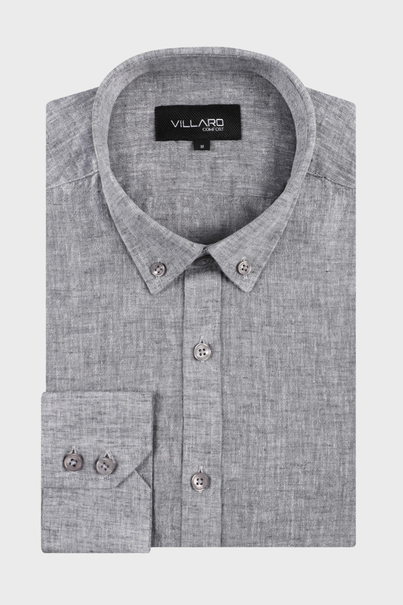 Szara koszula męska len | Villaro