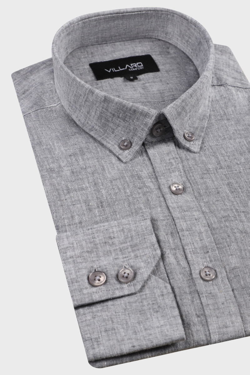 Szara koszula męska len | Villaro