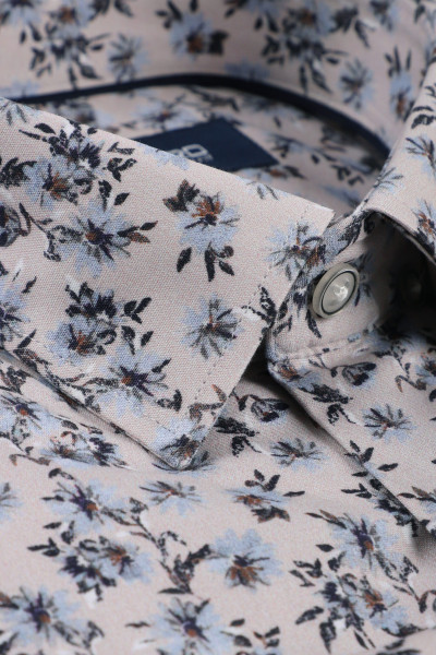 Beżowa Koszula Męska Wzór Kwiaty