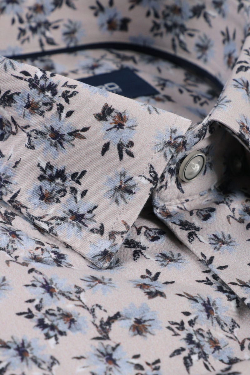 Beżowa koszula męska wzór kwiaty| Villaro