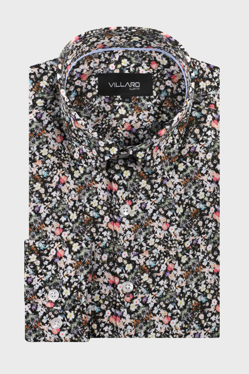 Koszula męska w kwaity regular z drobną strukturą | Villaro