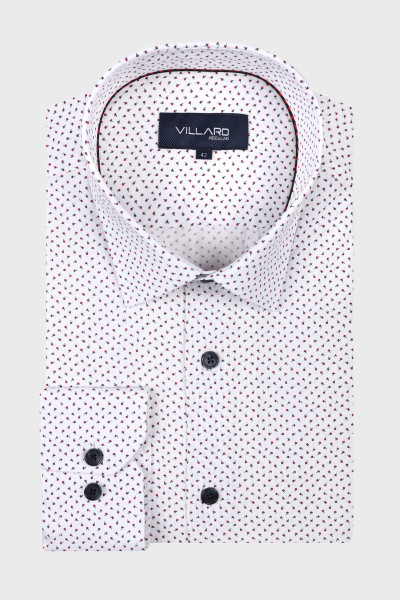 Biała koszula męska microwzór | Villaro