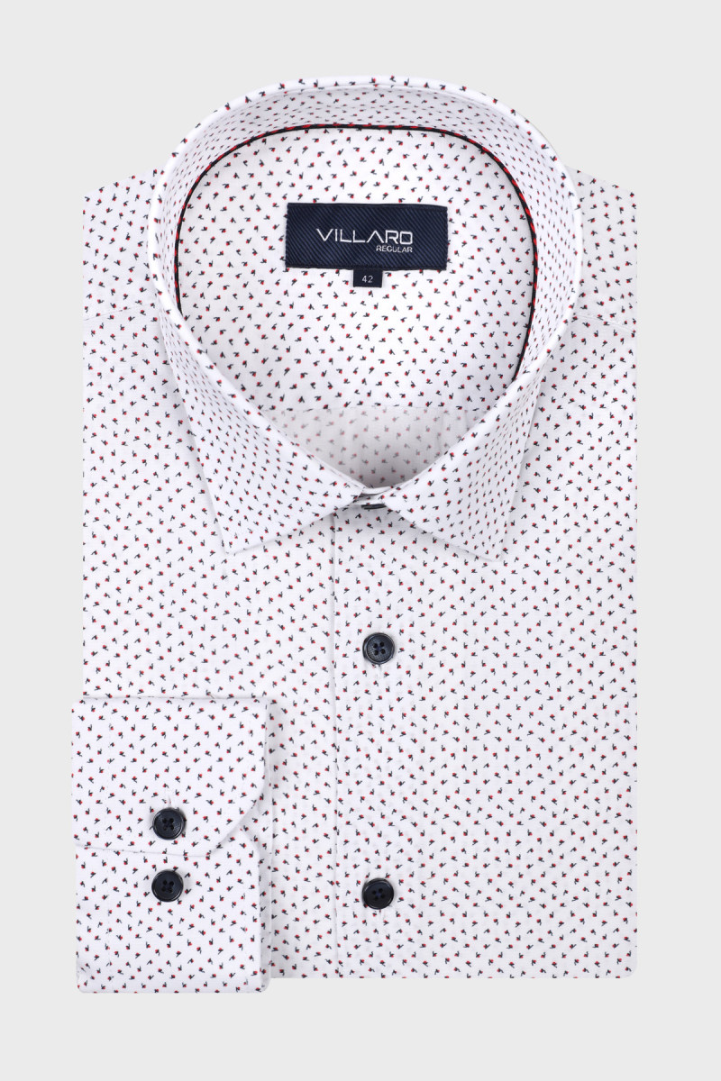 Biała koszula męska microwzór | Villaro