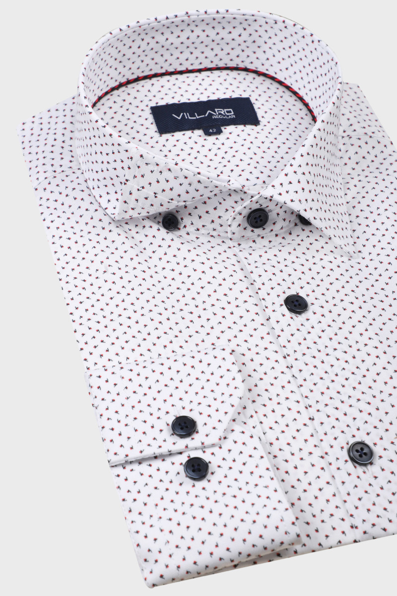 Biała koszula męska microwzór | Villaro