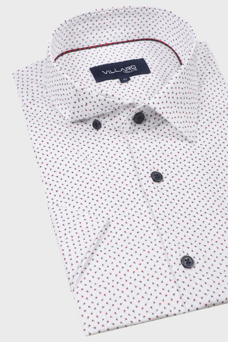 Biała koszula męska w drobny wzór | Villaro
