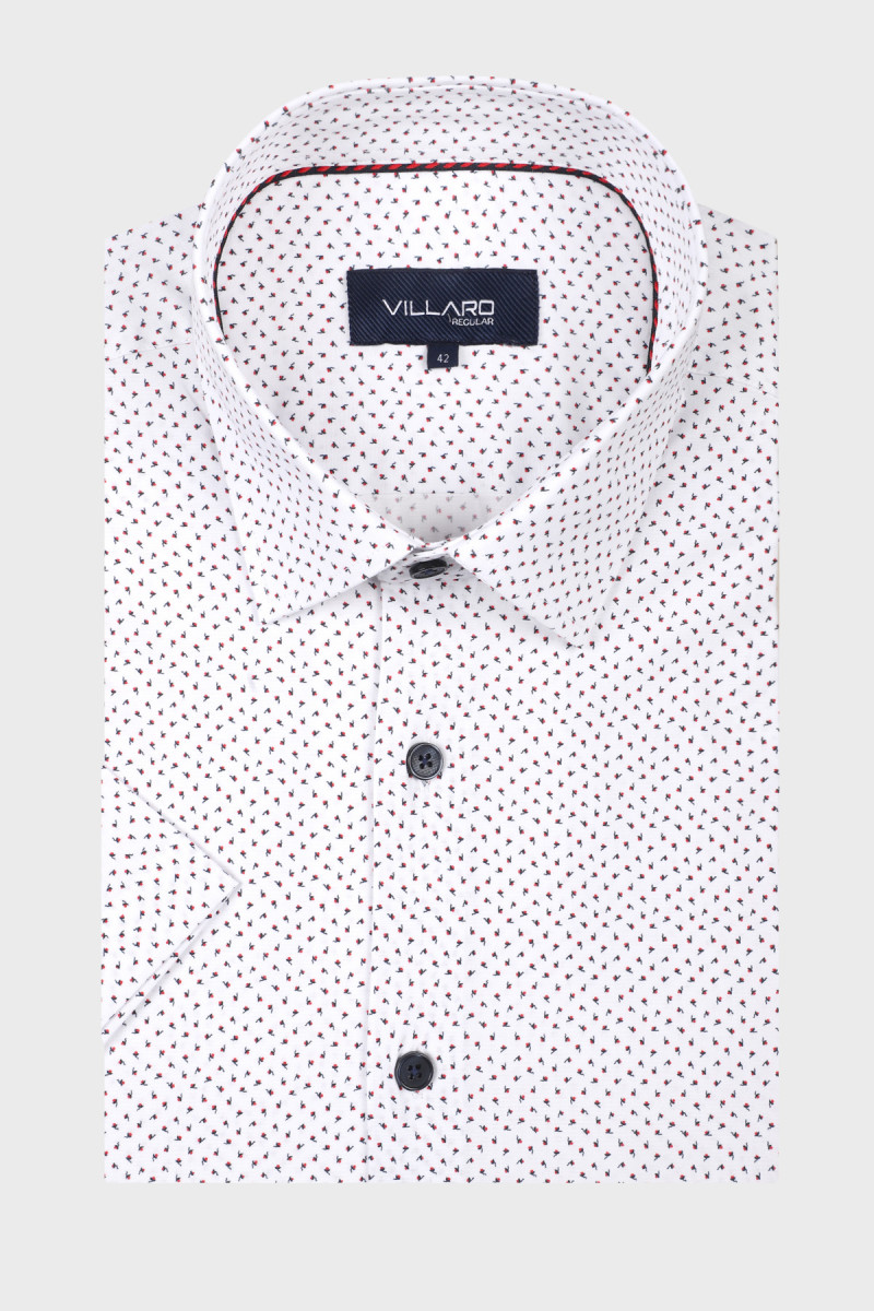 Biała koszula męska w drobny wzór | Villaro