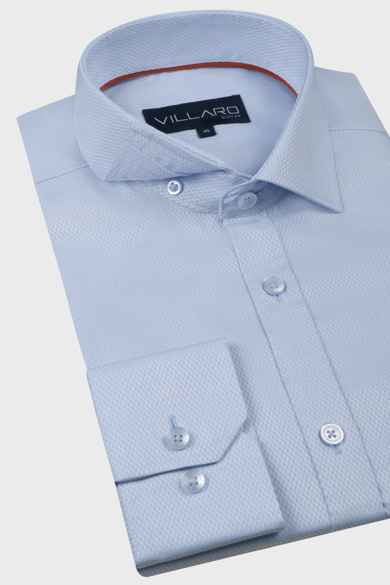 Niebieska koszula męska struktura | Villaro