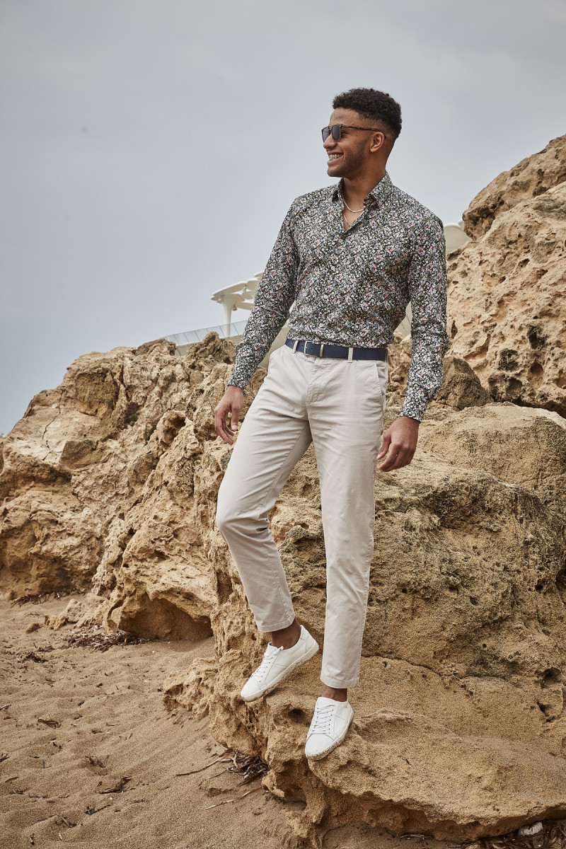 Koszula męska w kwaity regular z drobną strukturą | Villaro