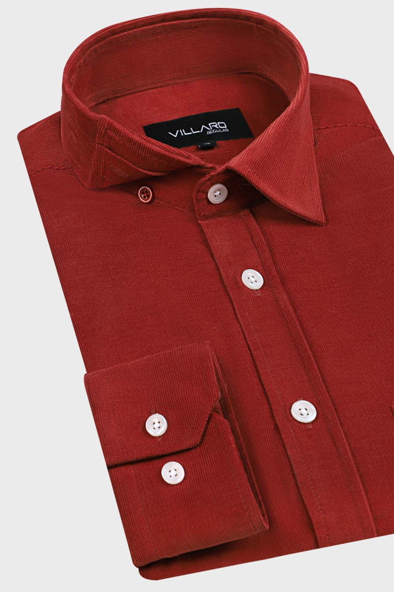 Bordowa koszula męska sztruks | Villaro