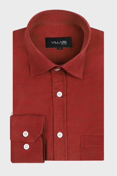 Bordowa koszula męska sztruks | Villaro