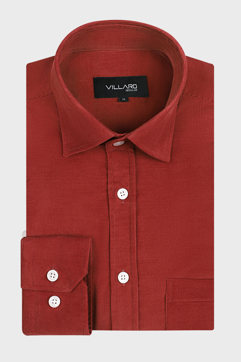 Bordowa koszula męska sztruks | Villaro