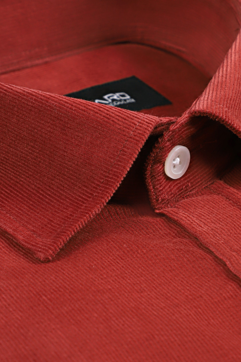 Bordowa koszula męska sztruks | Villaro