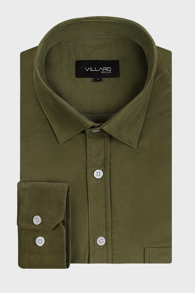 Zielona koszula męska sztruks | Villaro