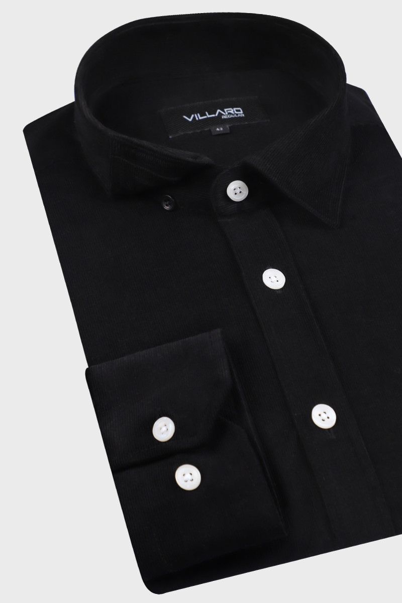 Czarna koszula męska sztruks | Villaro