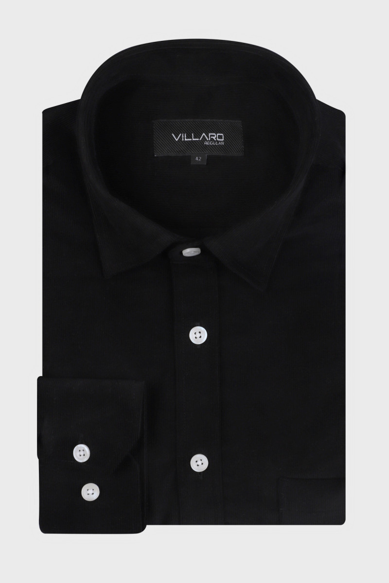 Czarna koszula męska sztruks | Villaro
