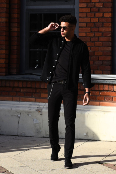 spodnie chinos czarne męskie bawełna elastan