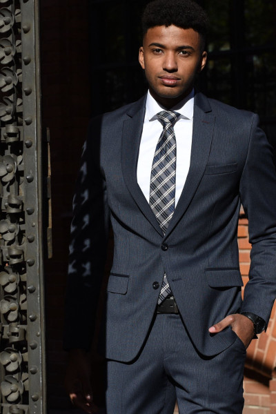 Granatowy Garnitur Męski Wzór Tenis