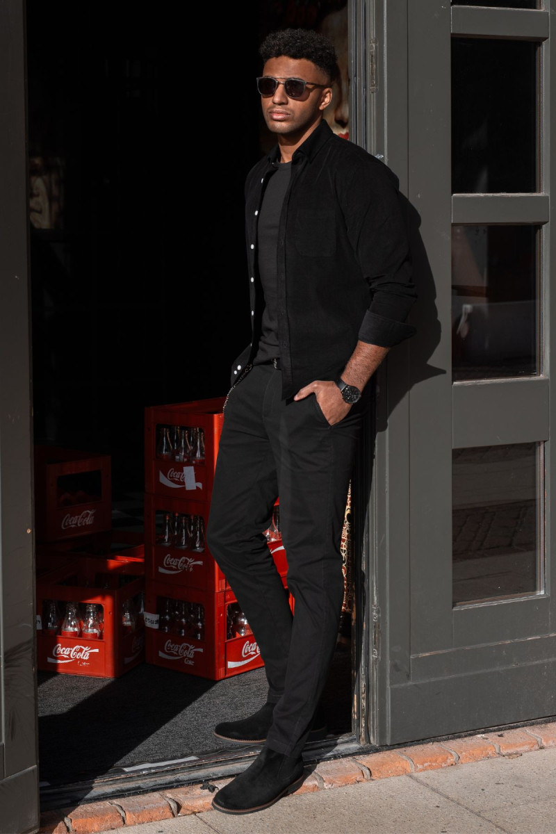 Czarna koszula męska sztruks | Villaro