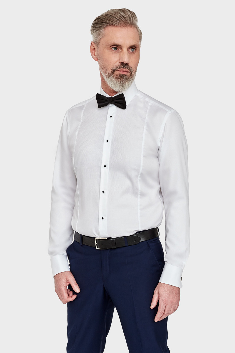 Biała koszula męska wizytowa struktura | Villaro