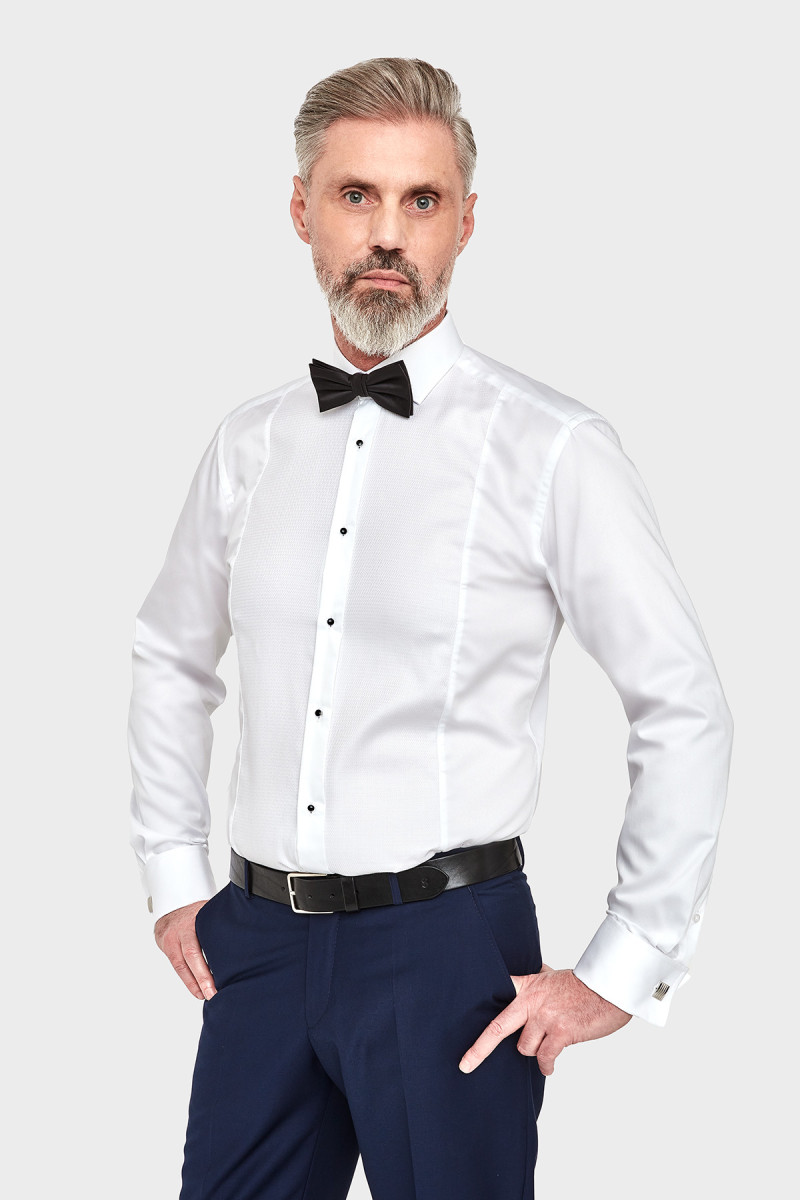 Biała koszula męska wizytowa struktura | Villaro
