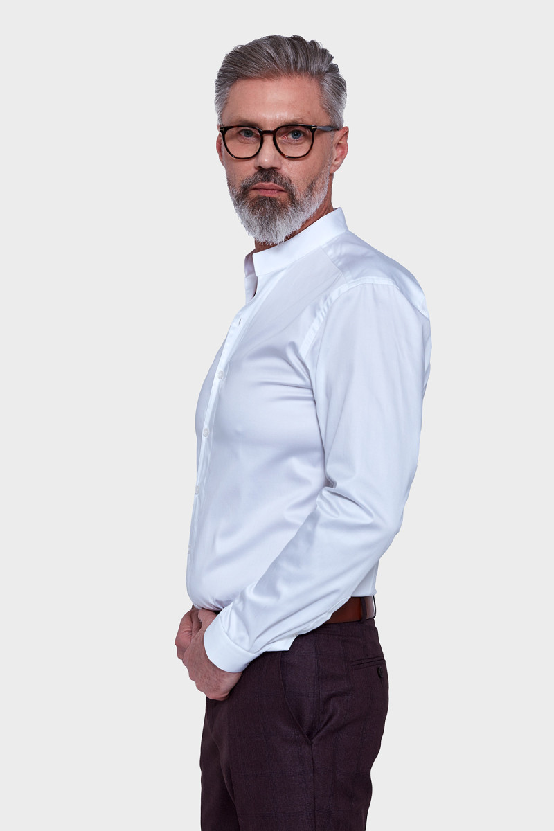 Biała koszula męska stójka | Villaro