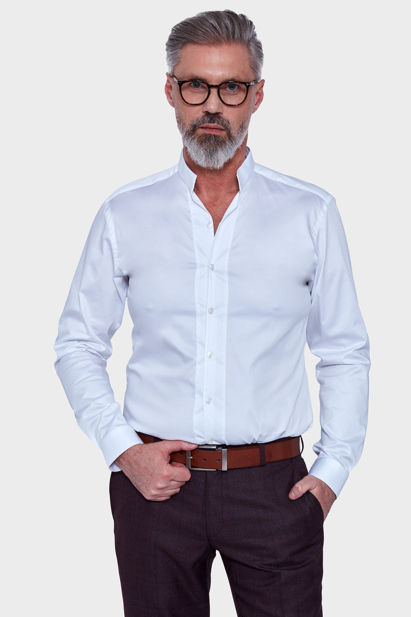Biała koszula męska stójka | Villaro