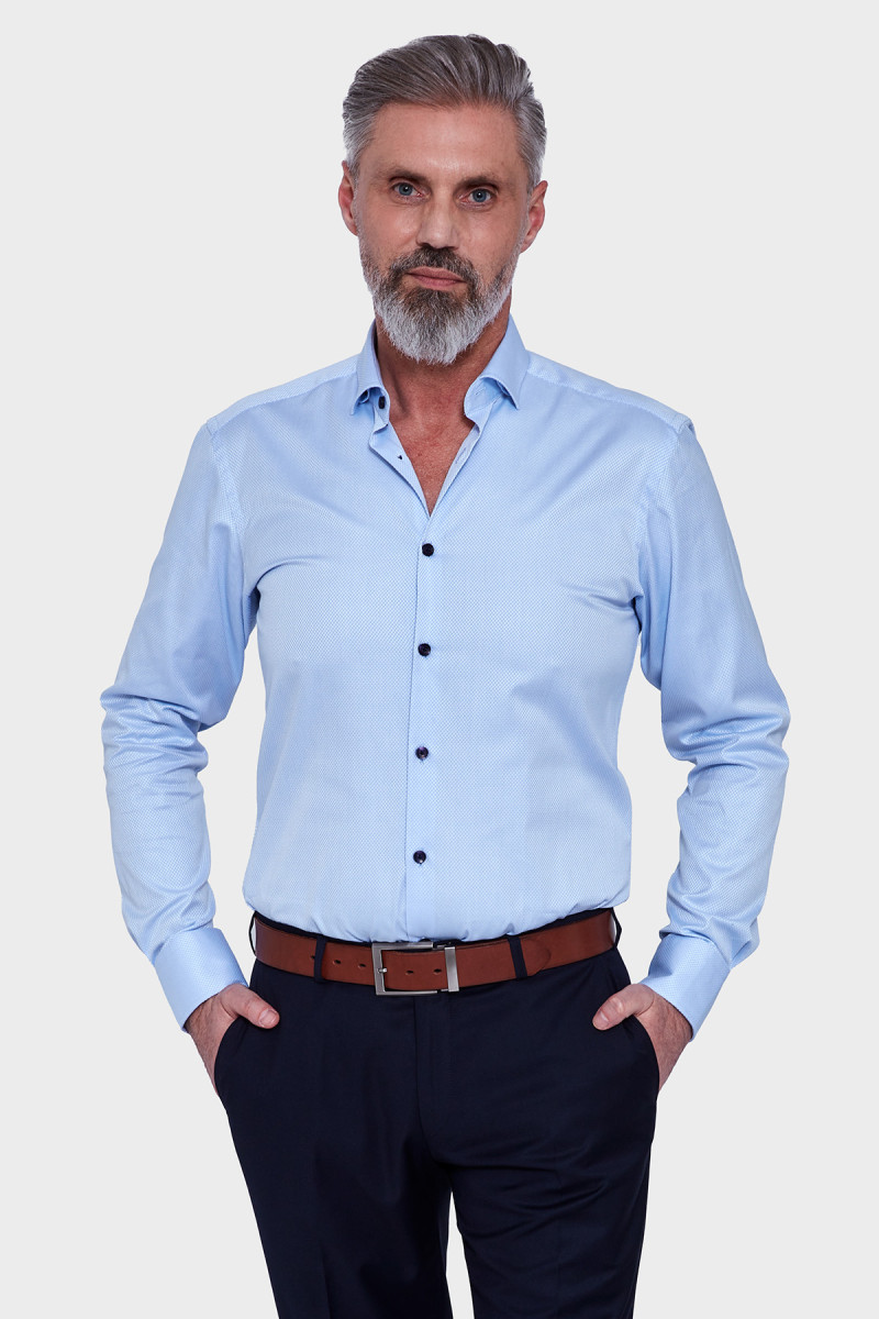 Niebieska koszula męska struktura | Villaro