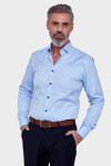 Niebieska koszula męska struktura | Villaro