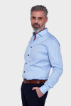 Niebieska koszula męska struktura | Villaro
