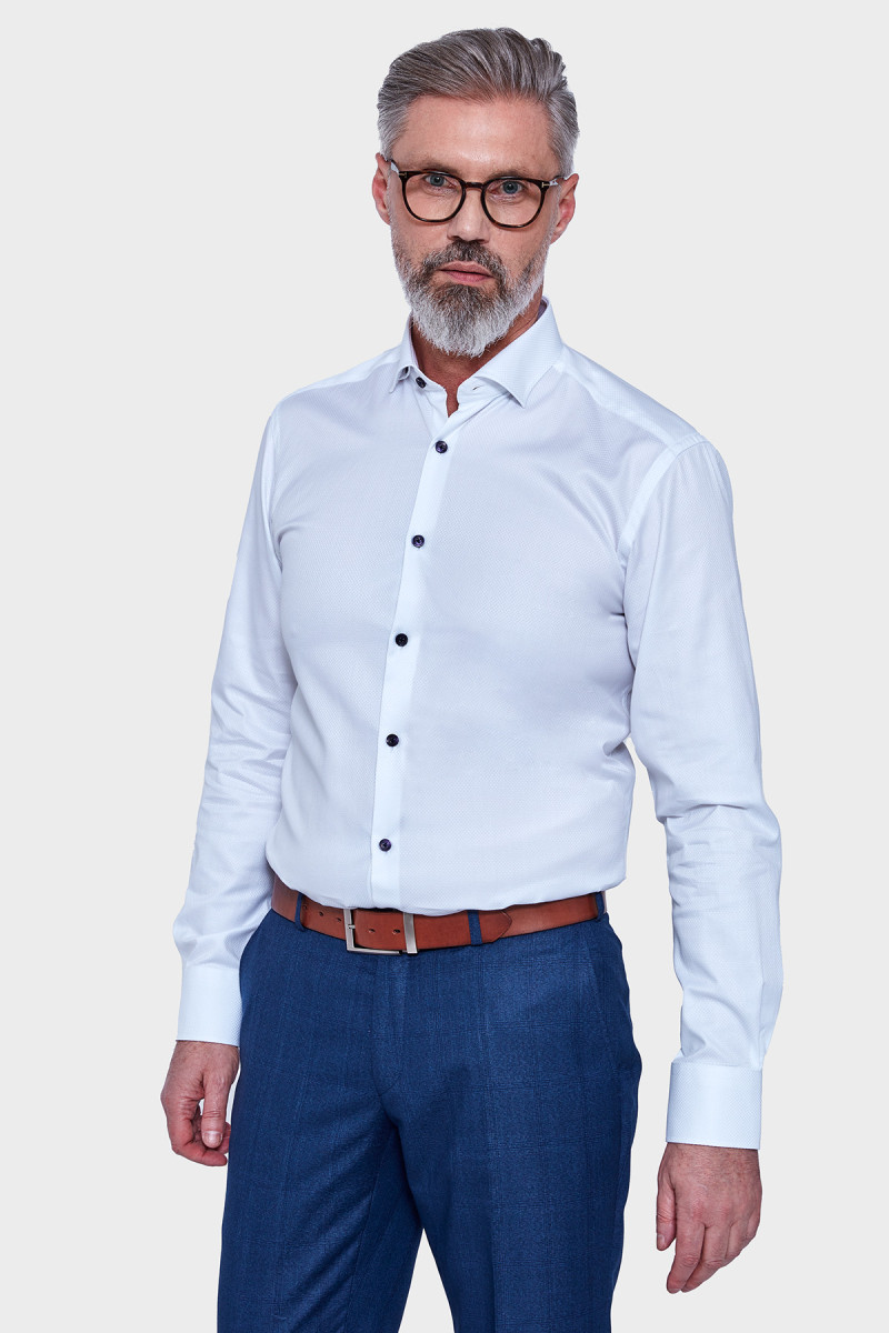 Biała koszula męska Villaro Royal Oxford –widok z przodu