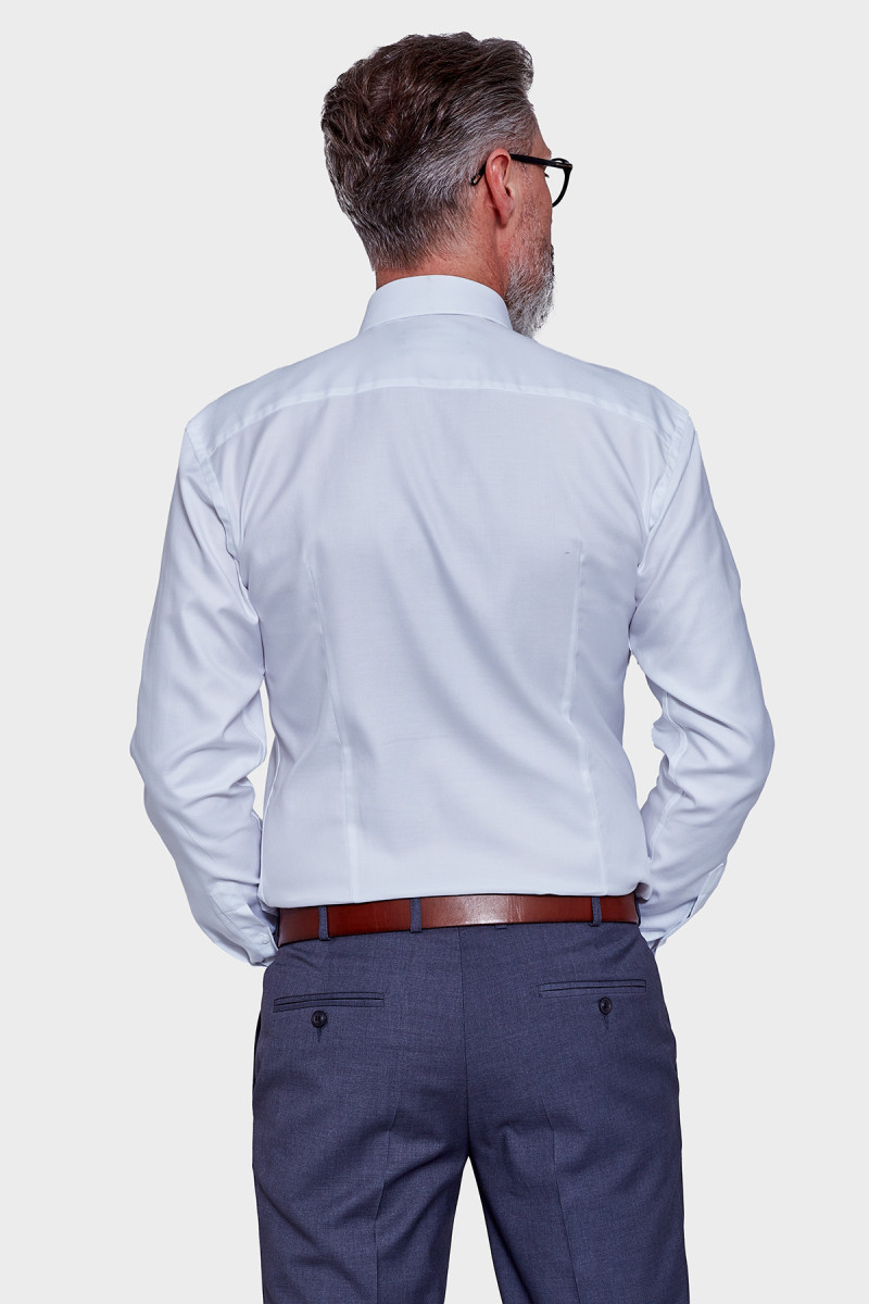 Biała koszula męska w prążki po skosie | Villaro
