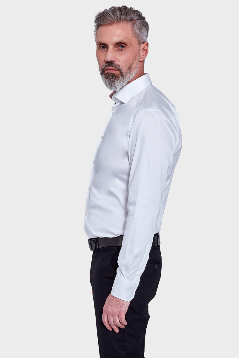 klasyczna wizytowa koszula biała Villaro widok z boku