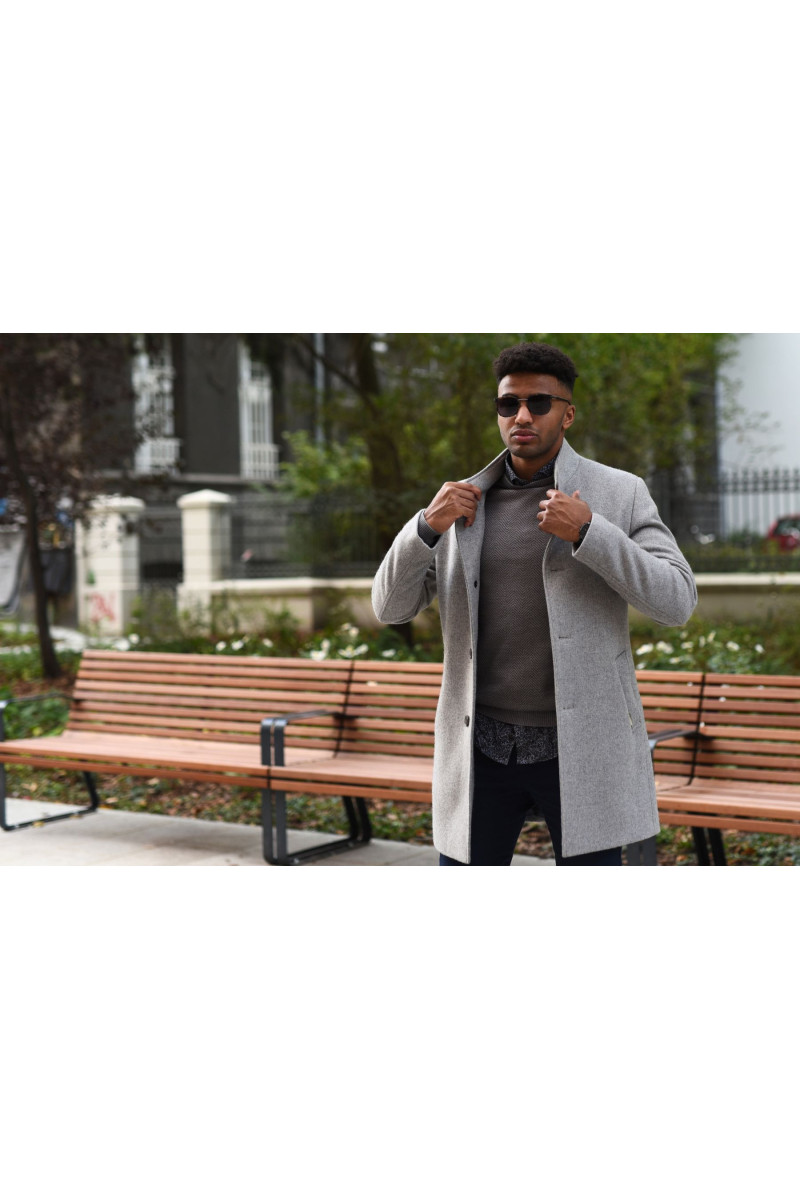 Beżowy sweter męski wełniany golf | Villaro